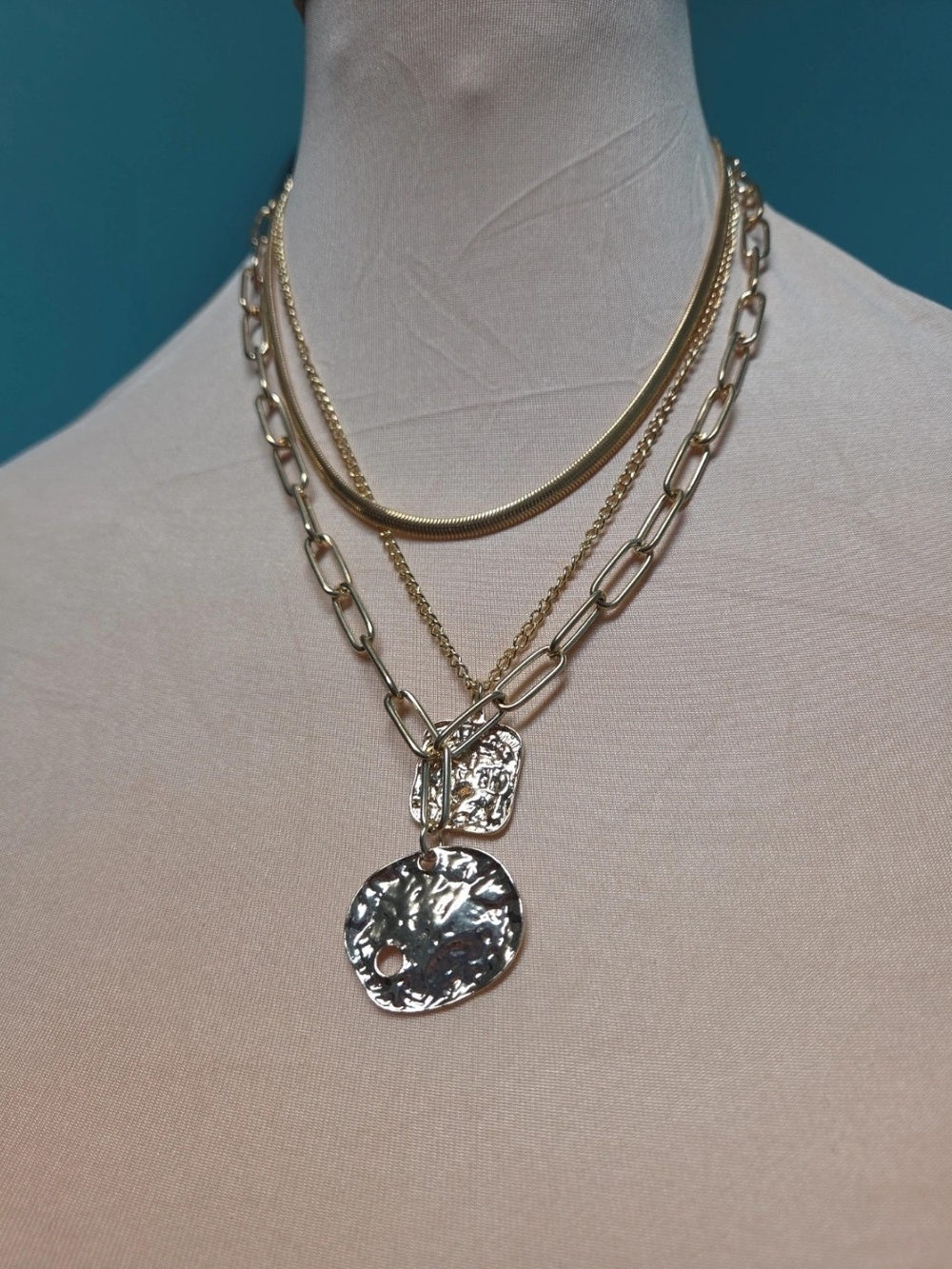 Gold Layered Coin Pendant Necklace for Women
